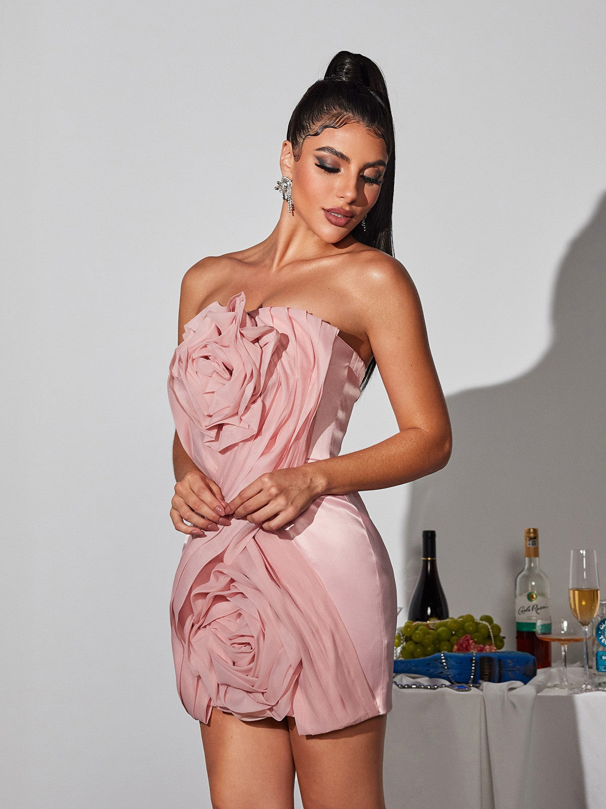 Viceroy Strapless Flower Mini Dress