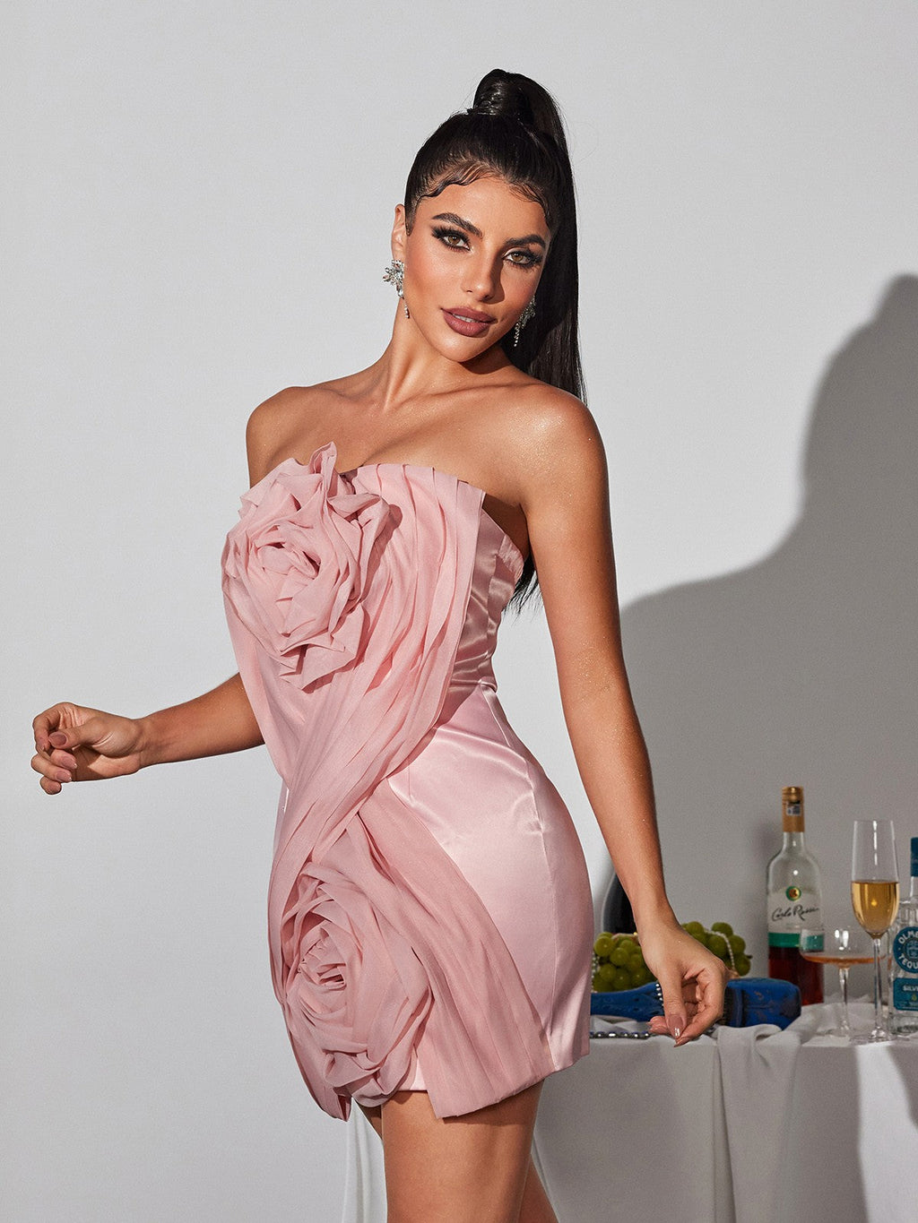 Viceroy Strapless Flower Mini Dress